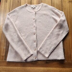 LOFT Outlet Soft Pink Knit Button Front Cardigan Sweater Women's Size L
